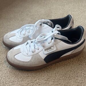 Puma Palermo Leather & Suede Sneakers in White, Black & Gum